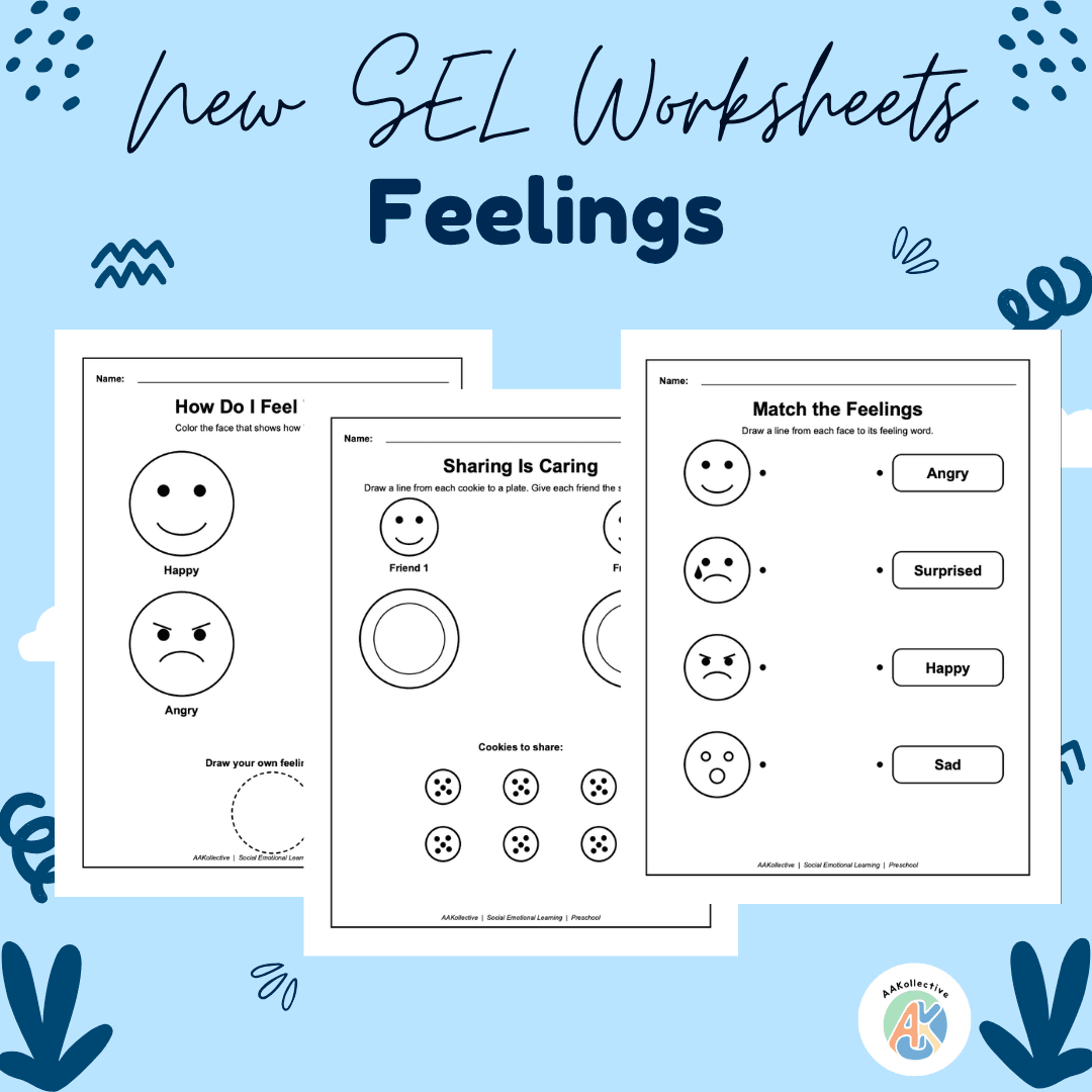 Feelings & Emotions SEL Worksheets | Social Emotional Learning Activities for Preschool & Kindergarten