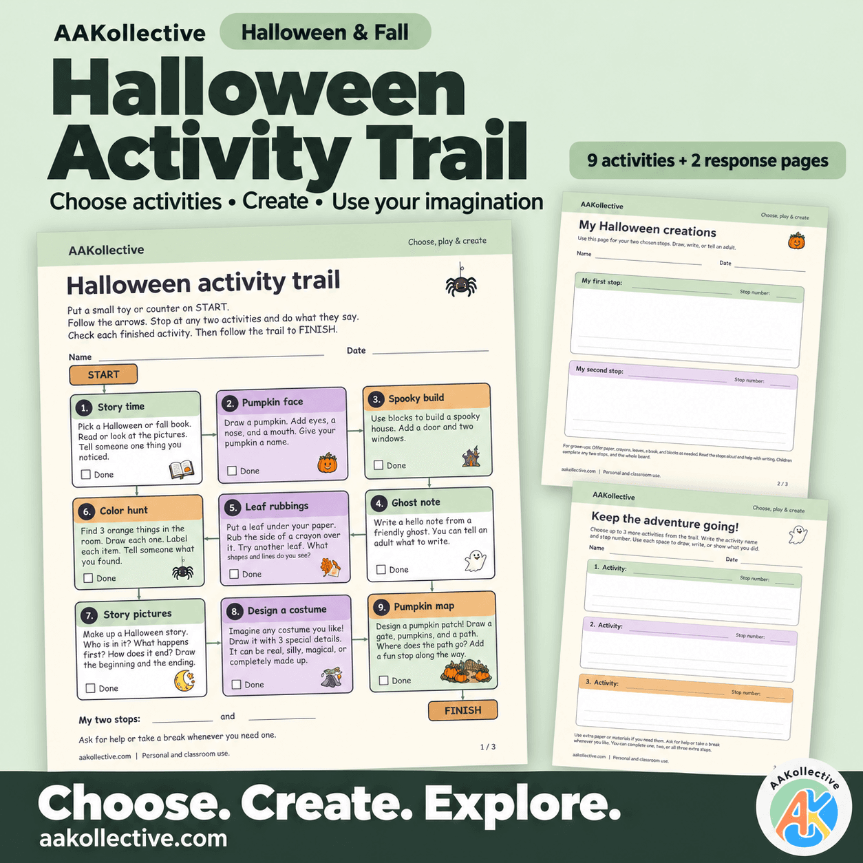 Halloween & Fall Choice Board | Creative Activity Trail + Response Pages preview