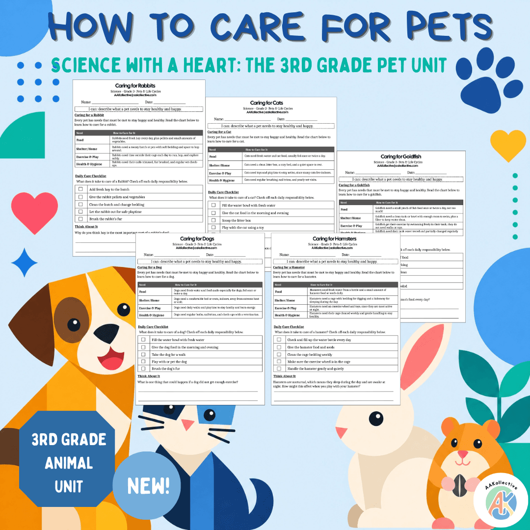 Caring for Pets Worksheets | Pet Needs & Daily Care Checklist | Grade 3 Science preview
