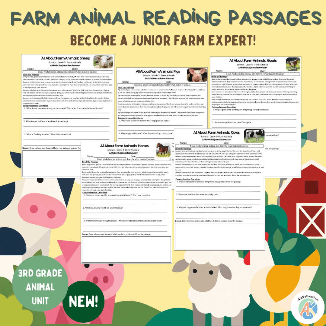 Farm Animal Reading Passages | Grade 3 Science Nonfiction preview